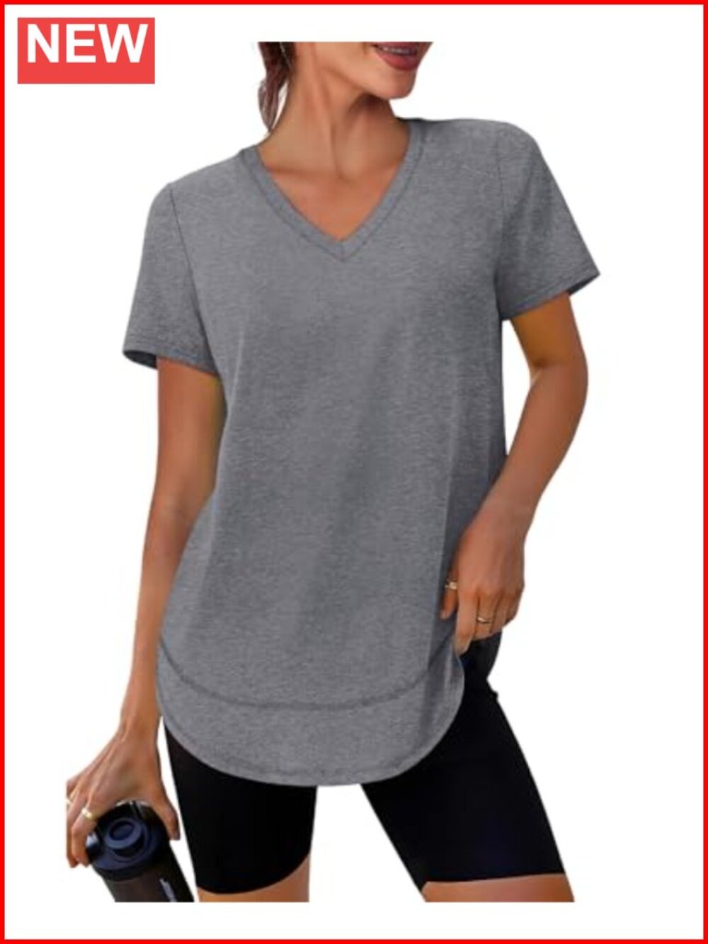 Womens Workout Top Short Sleeve UPF 50+ Quick Dry V Neck Athletic Shirt